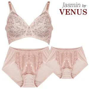 비너스 자스민 시스루 레이스 여성 홑겹 와이어 브라1팬티2 속옷세트 1267 BPP