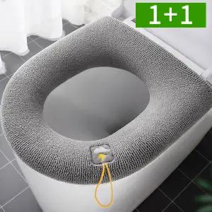 [1개+1개] 온열 변기커버 극세사 쿠션 보온 소프트 겨울 변기시트 커버