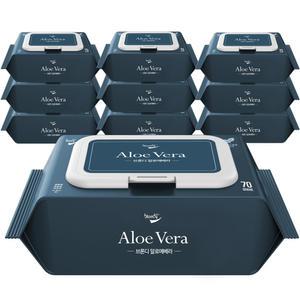 브론디 알로에베라 물티슈 캡형, 65g, 70매,  10개