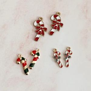 크리스마스 시즌 에폭 펜던트 캔디지팡이 1p/골드 지팡이 팬던트 메탈 파츠 diy 신발 꾸미기 악세사리