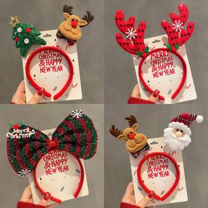 크리스마스 코스튬 머리띠 성탄 루돌프 산타 사슴뿔 리본 파티 소품