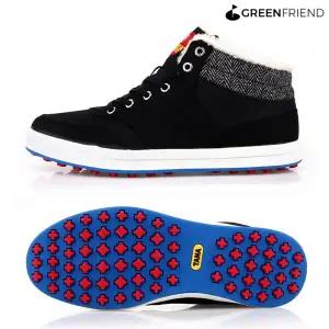 체크패턴 남성용 스파이크리스 겨울 방한 골프화