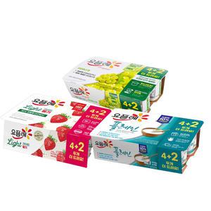 빙그레 요플레 (80gX6입) 라이트딸기(6입)1개+샤인머스켓(6입)1개+플레인(6입)1개/냉장무배
