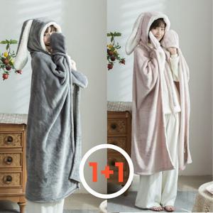 귀요미 토끼 망토담요 극세사 후드 무릎 담요(2개세트)