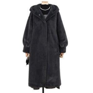 [쉬즈나인]위니 밍크퍼 후드 롱코트