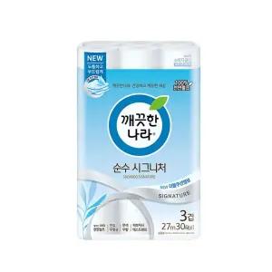 깨끗한나라 무형광 3겹 순수 시그니처 화장지/두루마리/휴지/세겹/화장실/롤휴지/롤화장지