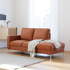 [필우드가구] 루카 에코레더 가죽 2인용 소파+스툴포함