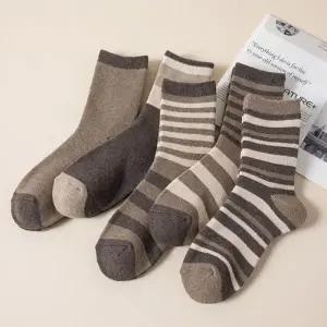 스트라이프 도톰한 어르신 기모 따뜻한 양말 5켤레 세트