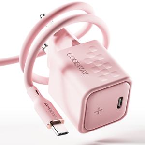 [코드웨이] 팔레트 C타입 30W 초고속 충전기 + C to C 고속 충전 케이블 멜로우 핑크