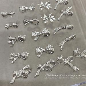 보우 타이 실버 네일 리본 파츠 10개입 명품네일파츠 실버리본 미니