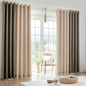 뷰하우스 겐트 아일렛 투톤암막커튼 풀세트 대형 (암막커튼+커튼봉+망사코디커튼)