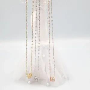 [하프클럽/]써지컬스틸 링 큐빅 체인 목걸이 3컬러