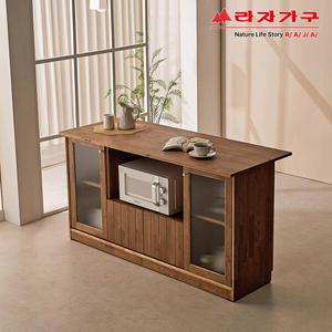 라자가구 리브 페틴 고무나무 1500 유리도어 아일랜드 홈바 수납 식탁 RDL075