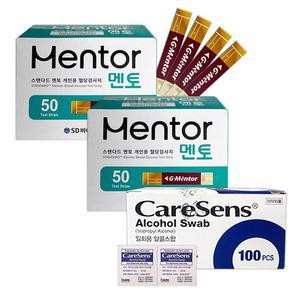 SD 스탠다드 멘토 혈당시험지 100매+솜100매 검사지 D