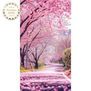 구슬보석십자수 벚꽃길 봄날 풍경화 작품 아트 비즈 대형 잼보석