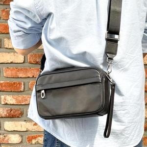 남성 탈부착끈 클러치 레더 자크 검정 크로스백