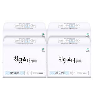 청담소녀 대형 생리대 데일리케어 날개형 14개입 4개