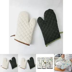 린넨 오븐 주방 장갑 2p 화이트 중/디자인 내열 냄비 요리 부엌 베이킹 쿠킹 전자렌지 오븐용 가정용