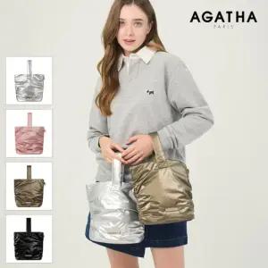 [아가타] 글리셔링 타원 토트백