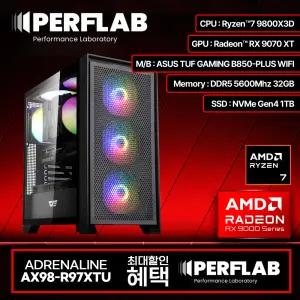 라이젠7 9800X3D RX9070XT 게이밍 컴퓨터 어드레날린 AX98-R97XTU 라데온 그래픽카드 AMD 데스크탑 조립 PC 본체
