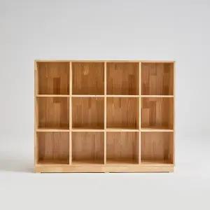 [우아미]리빈 고무나무 3단 4칸 책장