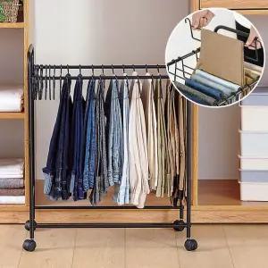 ETN 이동식 바지 걸이 행거 풀세트 + 옷걸이/조립식/수납/바지걸이/전용/매장/드레스룸/보관/정리/이동형