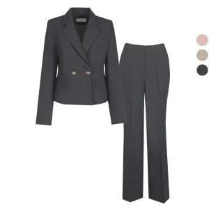 SET 여성 베이 봄가을 크롭 정장자켓+부츠컷팬츠 세트