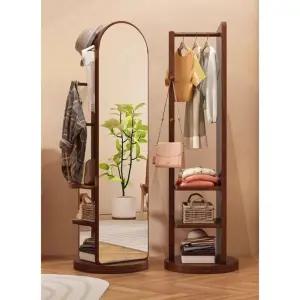 회전식 전신거울 행거 원목 스탠드 거울 수납 틈새