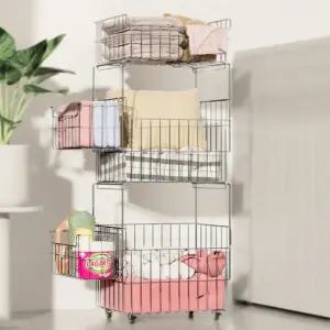 페어홈 304 올스텐 빨래바구니 이동식 대용량 세탁바구니 3단