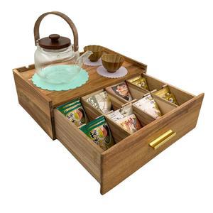 티백 정리함, 아카시아 우드 티 캐디 보관함, 조리대용 스테이션 상자, 박스 정리함 보관 서랍, 서랍