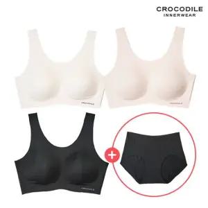 [크로커다일] 감탄브라 소프트핏 쉘론 U넥 패드일체형 브라3종+팬티1종 4종