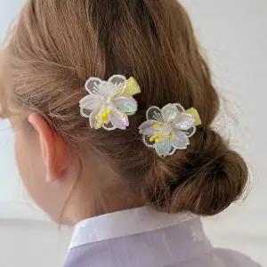 [채니봉봉] 꽃비 한복집게핀 2P 세트 유아헤어핀