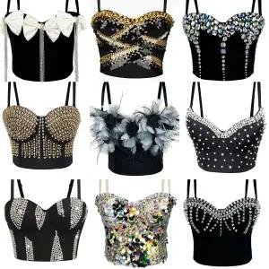 캐미솔 공연복 의상 힙합 무대의상 댄스 여자 끈나시 반짝이