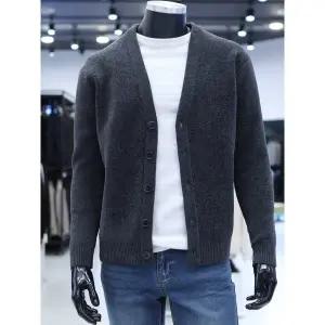 STCO FW 겨울 차콜 셔닐 Y넥 이중직 가디건 F2KG24402