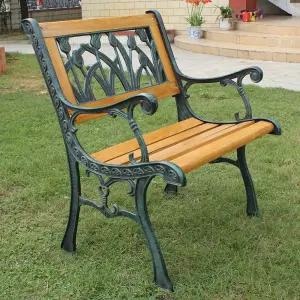 야외벤치 부식 방지 옥상 철제 옥외용 나무 공원 의자 1인 벤치 - 장미