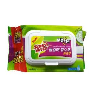 3M 스카치 더블액션 물걸레 청소포 표준형 20+4/바닥/일회용/걸레/밀대/청소/청소용/티슈/물청소포/리필/