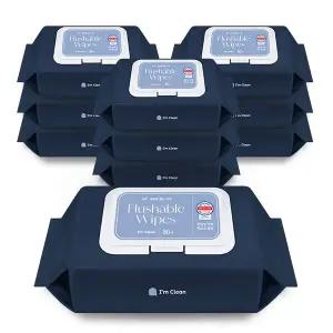 아임클린 물에 잘녹는 화장실용 비데 물티슈 80매10개 변기에 바로 버리는 물티슈