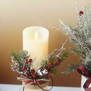 LED 크리스마스소품 양초 3size 레드열매 크리스마스초 LED 크리스마스장식 초 포시즌