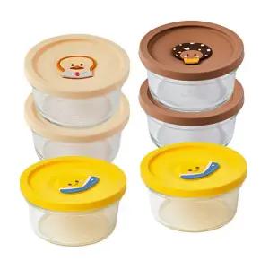 글라스락X브레드이발소 햇밥용기 6조 세트 (B)