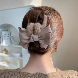 [콩심팥심]뽀글퍼 빅 리본 헤어핀 러블리 머리핀 집게핀