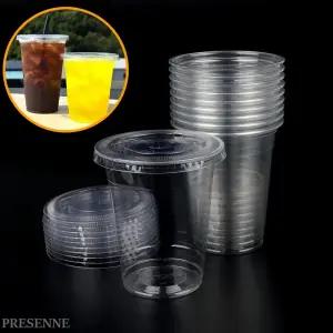 투명 일회용 플라스틱컵 뚜껑포함 행사 카페 커피숍 테이크아웃컵 10개입