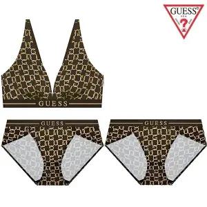 [롯데백화점]게스 [선물포장] G로고 브라렛1 + 팬티2 세트 GDWBRPT812DBR