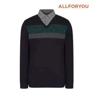 [하프클럽/올포유]남성 이중넥 레이어드 카라 니트 AGSPM8321-915