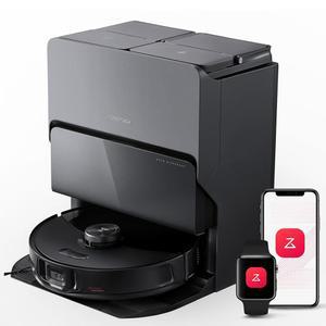 로보락 S8 MaxV 울트라 로봇 진공 및 소닉 걸레, 10000 Pa 흡입, 코너 투 엣지 딥 클리닝, 열풍 자가 건조, 자동 비움 리필, 세제 디스펜서, 장애물 방지, 블랙