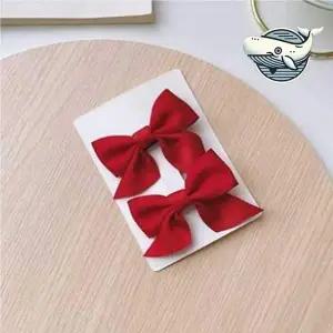 귀여운 리본 포인트 집게핀 미니 악어핀 레드