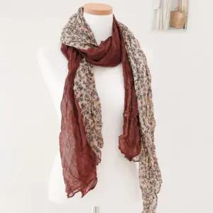 여성 빈티지 플라워 배색 코튼 스카프 숄