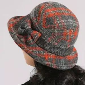 여성 벙거지 모자 따뜻한 패션 할머니 여성 겨울 모자 데일리 가을 니트 폴리에스터 중절모 방한