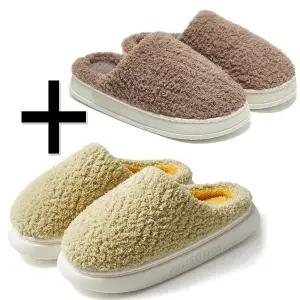 하나 더 따뜻한 소보로 털슬리퍼 겨울철 털실내화 거실화 사무실 여학교 털슬리퍼