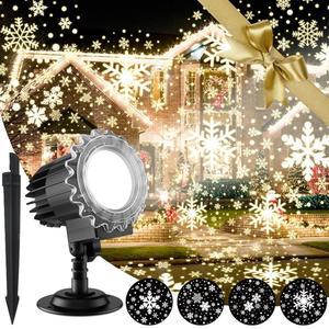 크리스마스 스노우플레이크 프로젝터 조명, 실내 실외 스노우 프로젝션 고화질 LED 조명 램프, 휴일/파티/정원/야드/파티오/랜드스케이프용 방수 폴 라이트 쇼(9W)