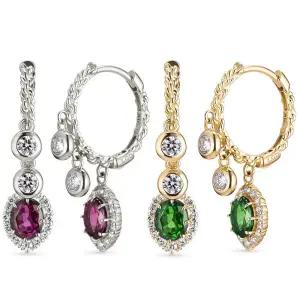 18k 로프 벨리 천연석 링귀걸이(랩 다이아몬드)_루비 차보